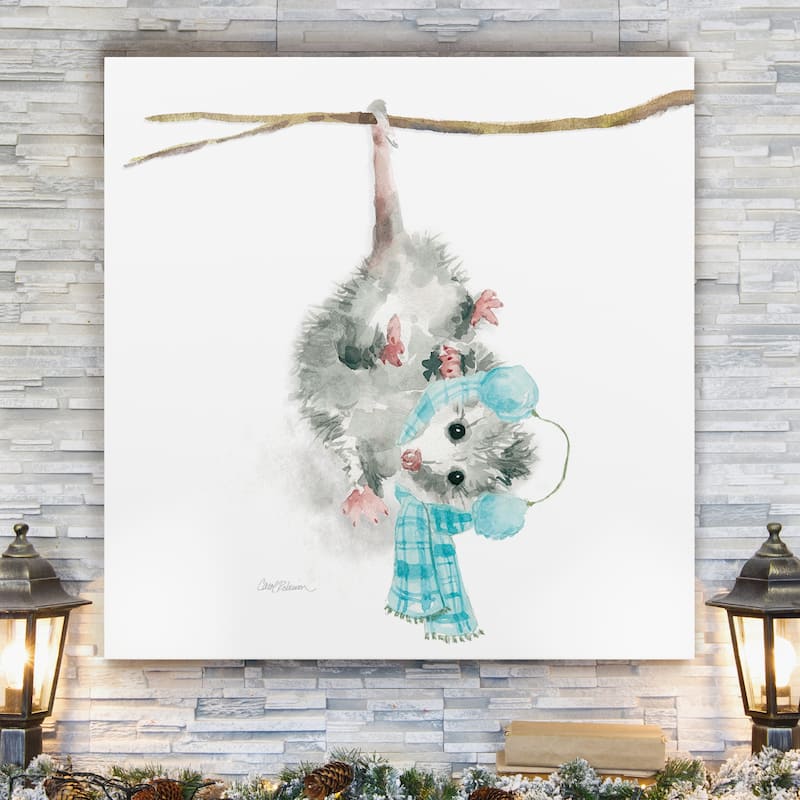 Christmas Critter Possum -Gallery Wrapped Canvas