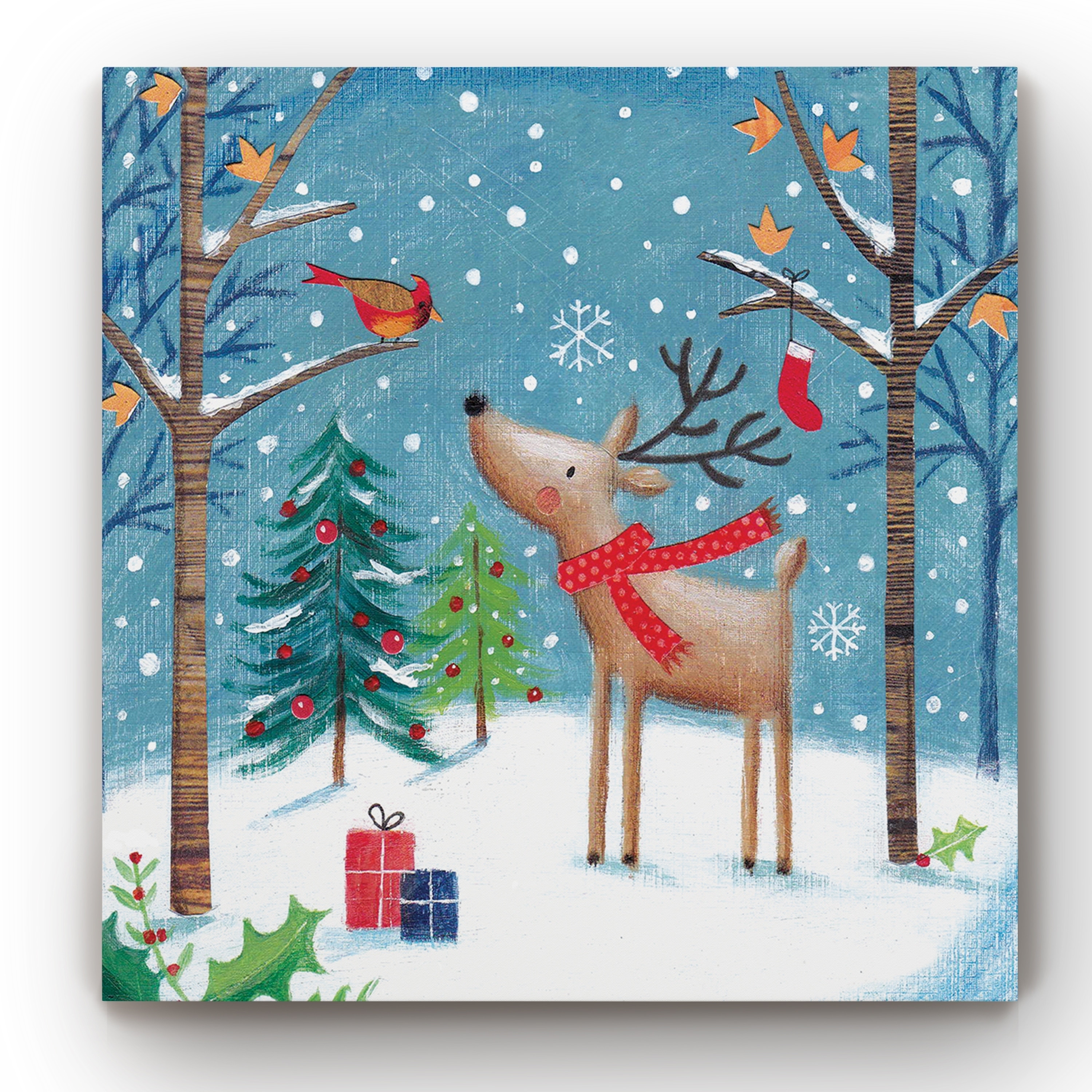 Merry Christmas Cardinal -Gallery Wrapped Canvas
