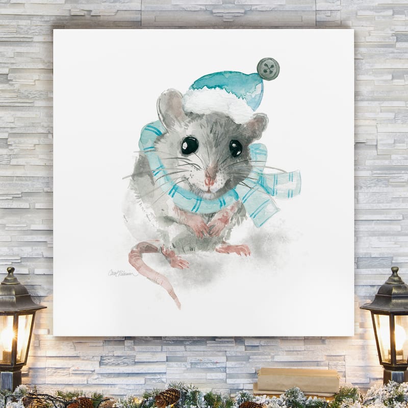 Christmas Critter Mouse -Gallery Wrapped Canvas