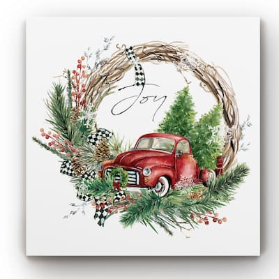 Joy Truck Wreath -Gallery Wrapped Canvas