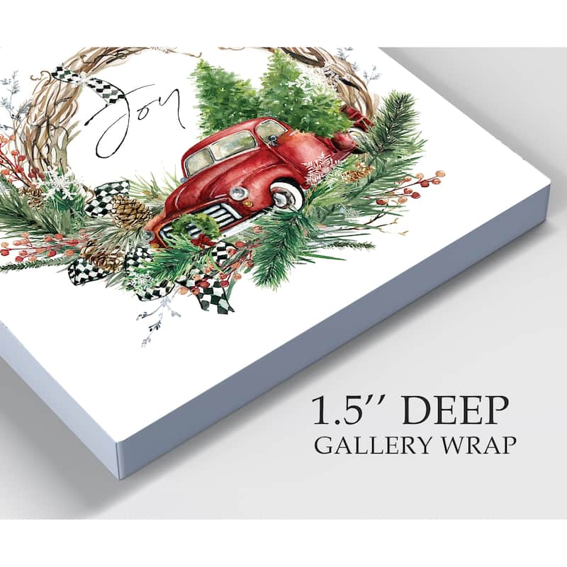 Joy Truck Wreath -Gallery Wrapped Canvas