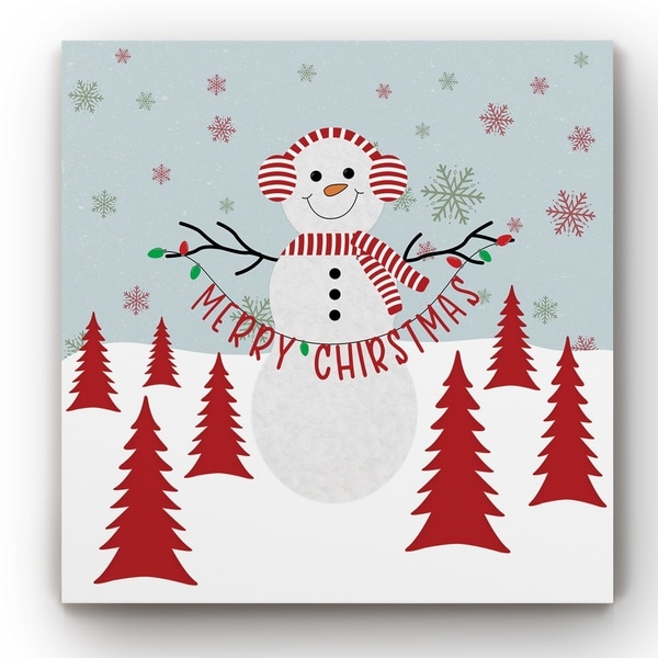 Merry Christmas Snowman -Gallery Wrapped Canvas
