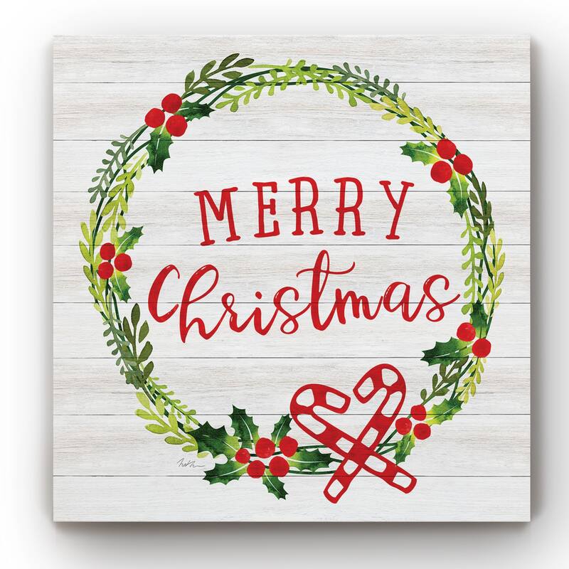 Merry Christmas Wreath -Gallery Wrapped Canvas