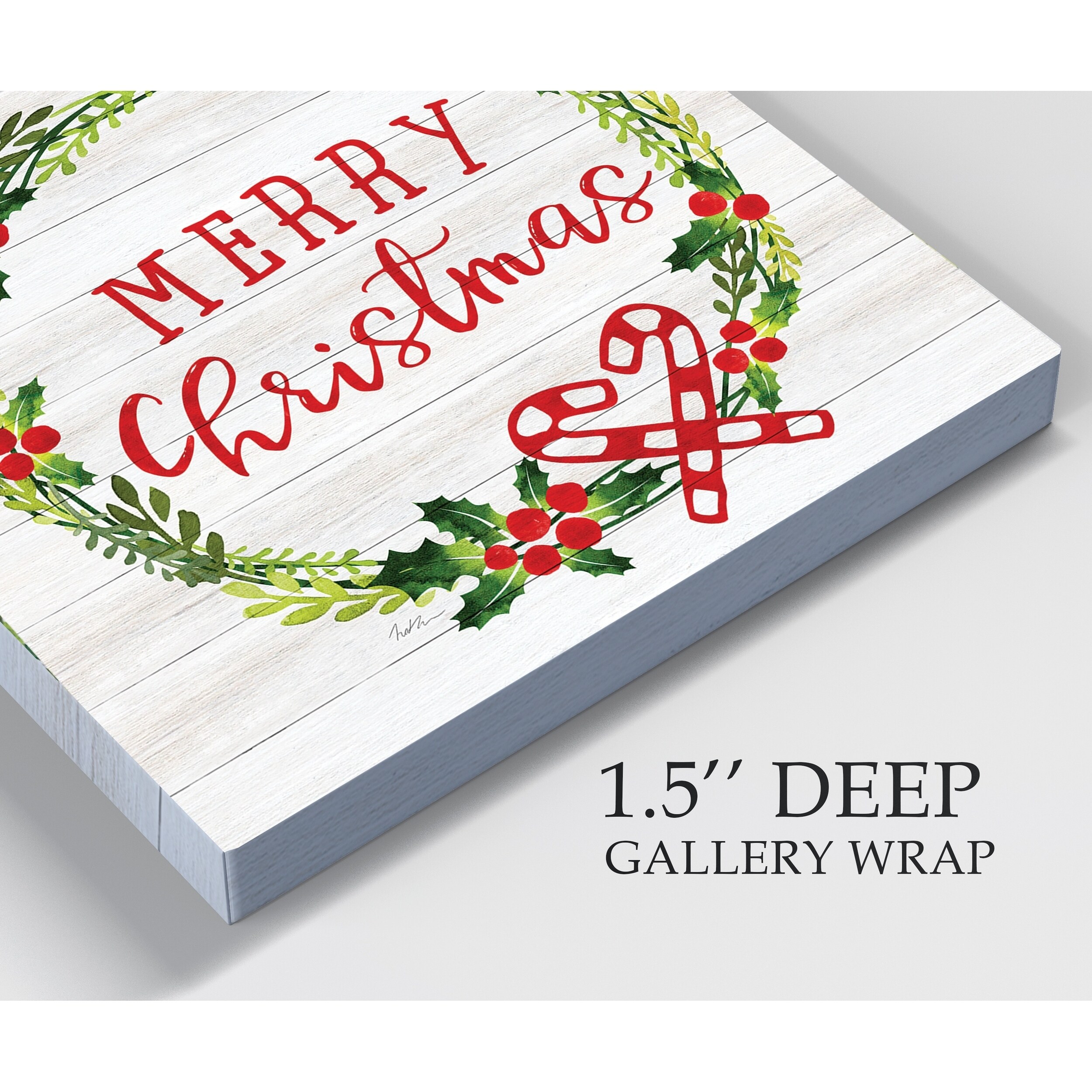Merry Christmas Wreath -Gallery Wrapped Canvas - On Sale