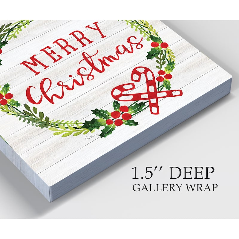 Merry Christmas Wreath -Gallery Wrapped Canvas