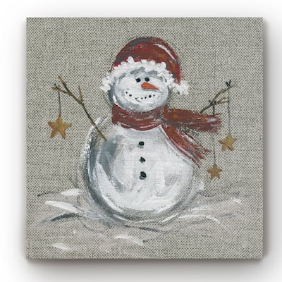  Linen Snowman I -Gallery Wrapped Canvas