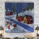preview thumbnail 3 of 1, Primitive Snow Scene -Gallery Wrapped Canvas