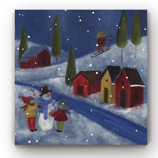 Primitive Snow Scene -Gallery Wrapped Canvas