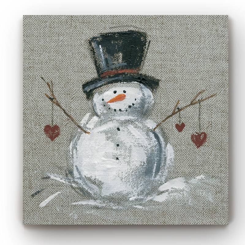 Linen Snowman II -Gallery Wrapped Canvas