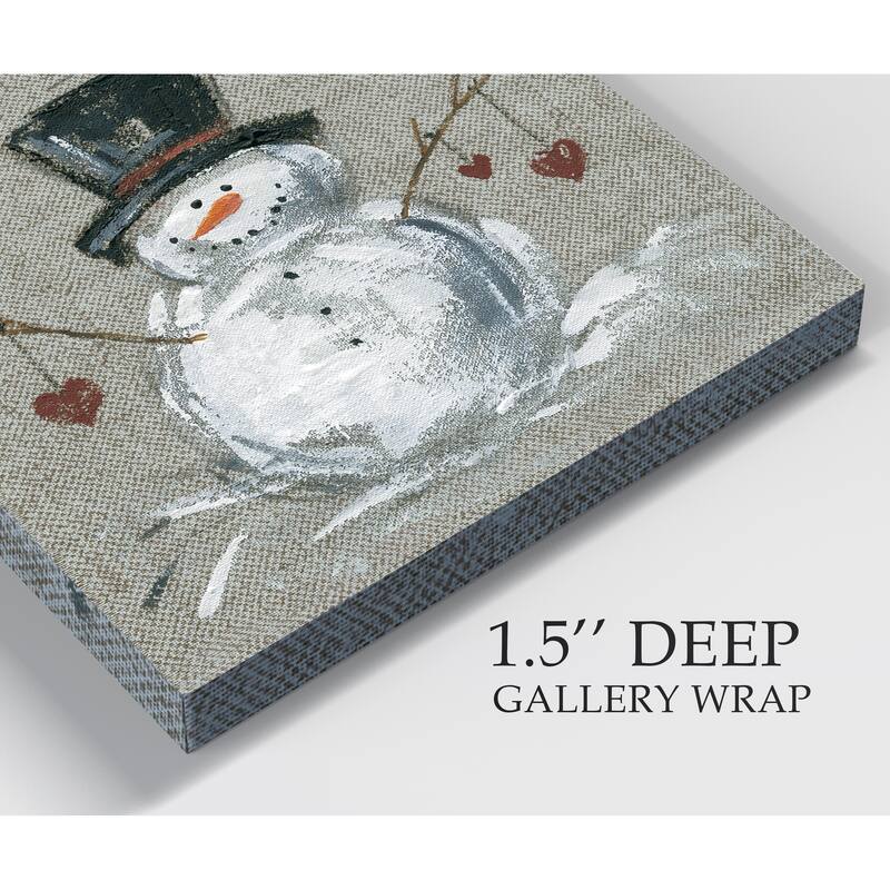 Linen Snowman II -Gallery Wrapped Canvas