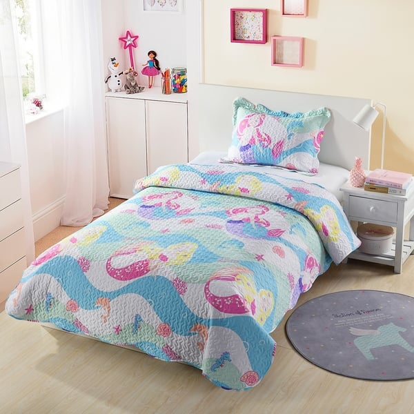 slide 2 of 6, Taylor & Olive Kids Mermaid Bedspread Set Twin