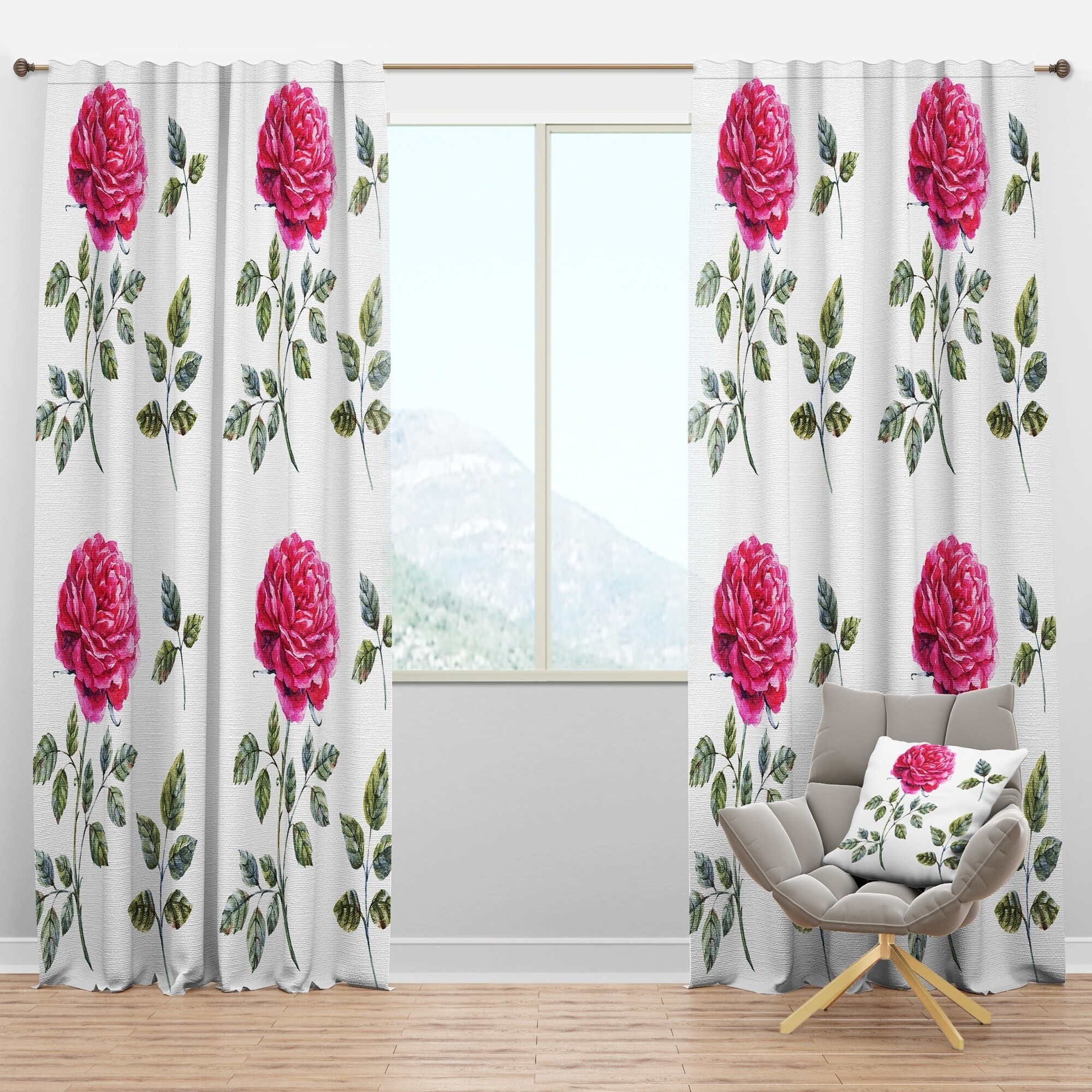 Shop Designart Beautiful Red Rose Floral Curtain Panels On