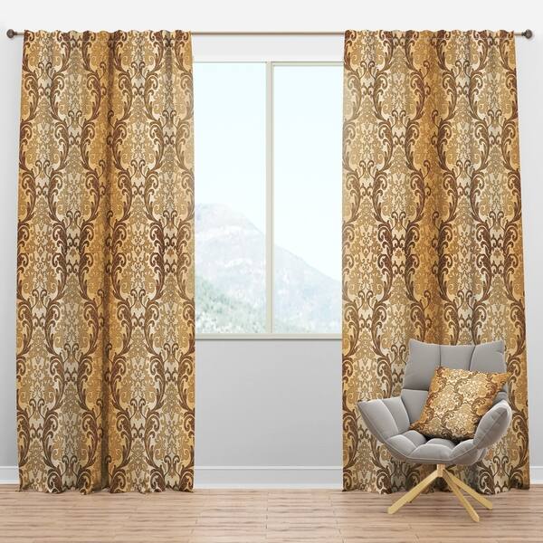 Shop Designart Damask Pattern Mid Century Modern Curtain Panels
