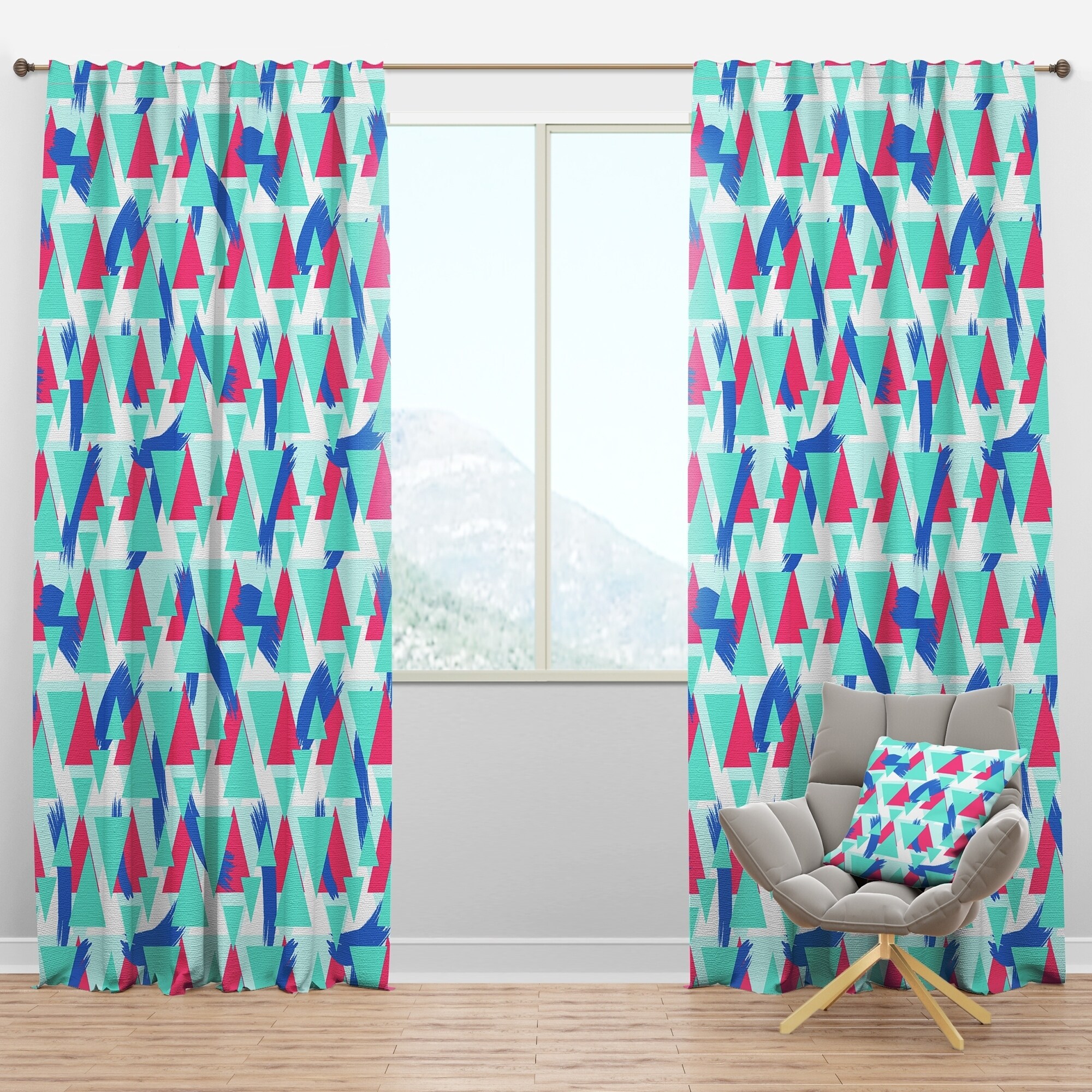 Shop Designart Geometric Pattern Modern Curtain Panels On Sale