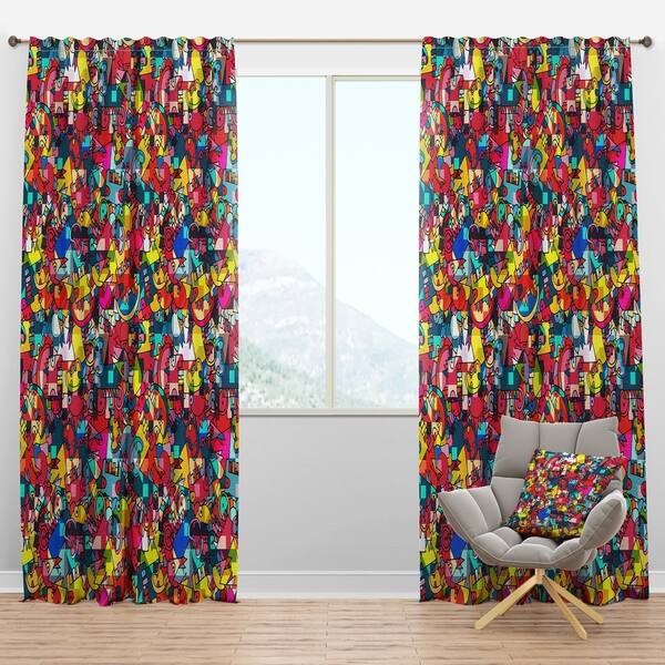 Shop Designart Abstract Geometric With Monsters Modern Curtain