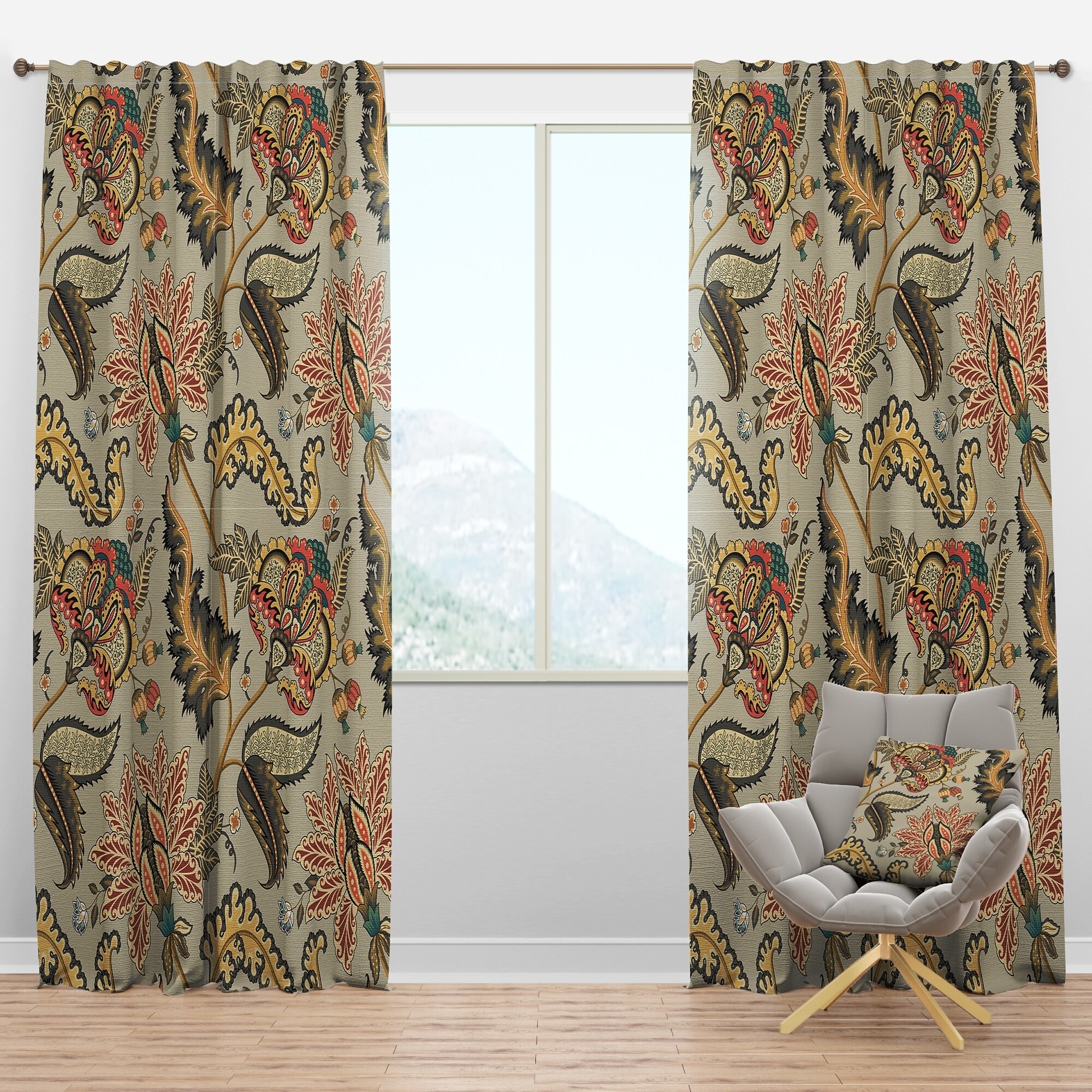 Shop Designart Vintage Indian Floral Pattern Tropical Curtain