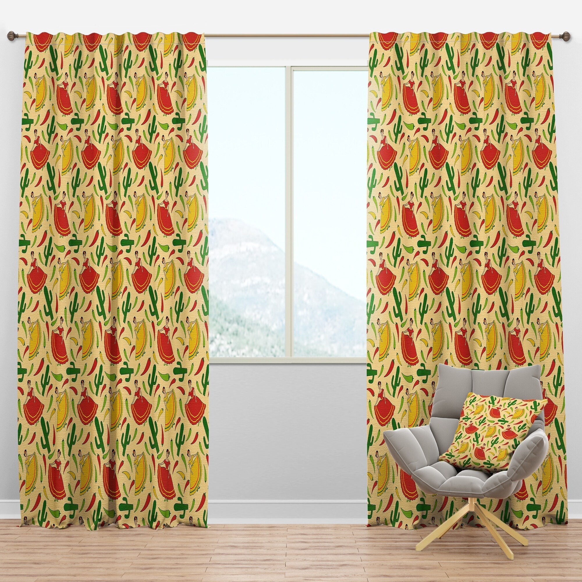 Shop Designart Mexican Woman Pattern Tropical Curtain Panels