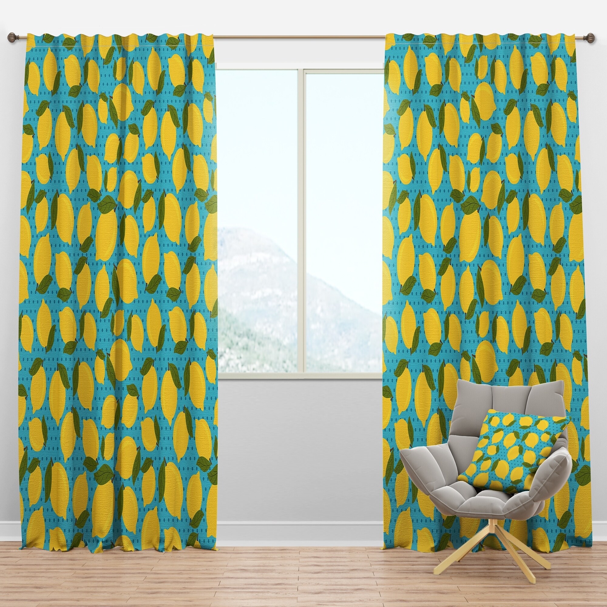 Shop Designart Lemon Pattern Tropical Curtain Panels On Sale