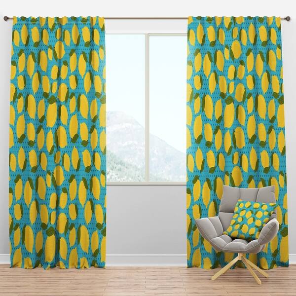Shop Designart Lemon Pattern Tropical Curtain Panels On Sale