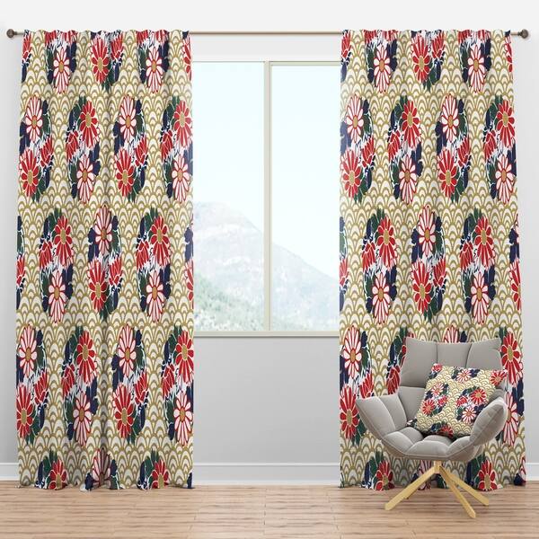 Shop Designart Japanese Floral Pattern Oriental Curtain Panels