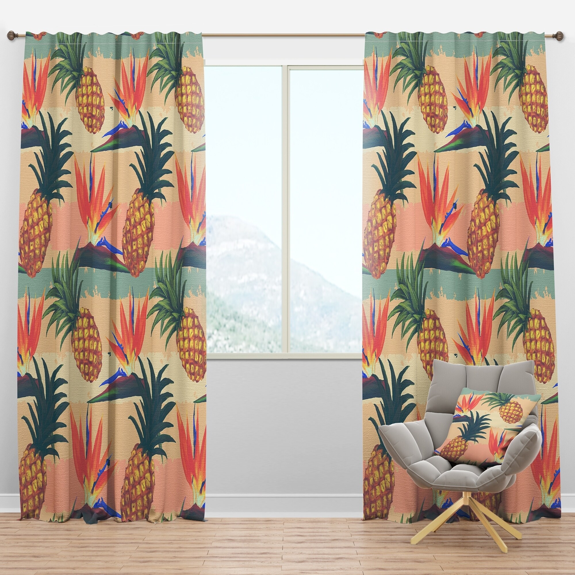 Shop Designart Tropical Exotic Flowers Pineapple Pattern