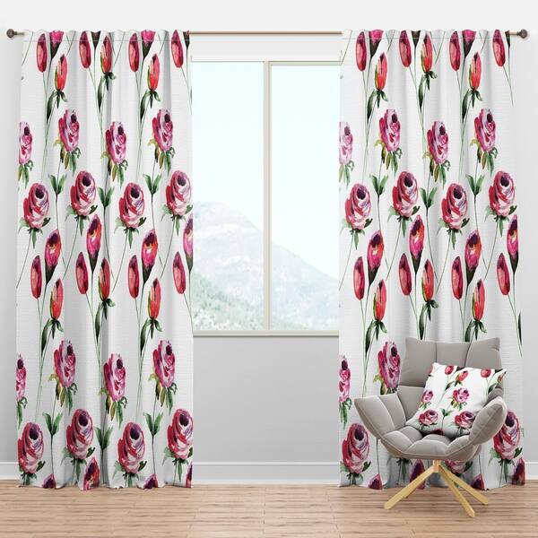 Shop Designart Roses Flowers Pattern Mid Century Modern Curtain