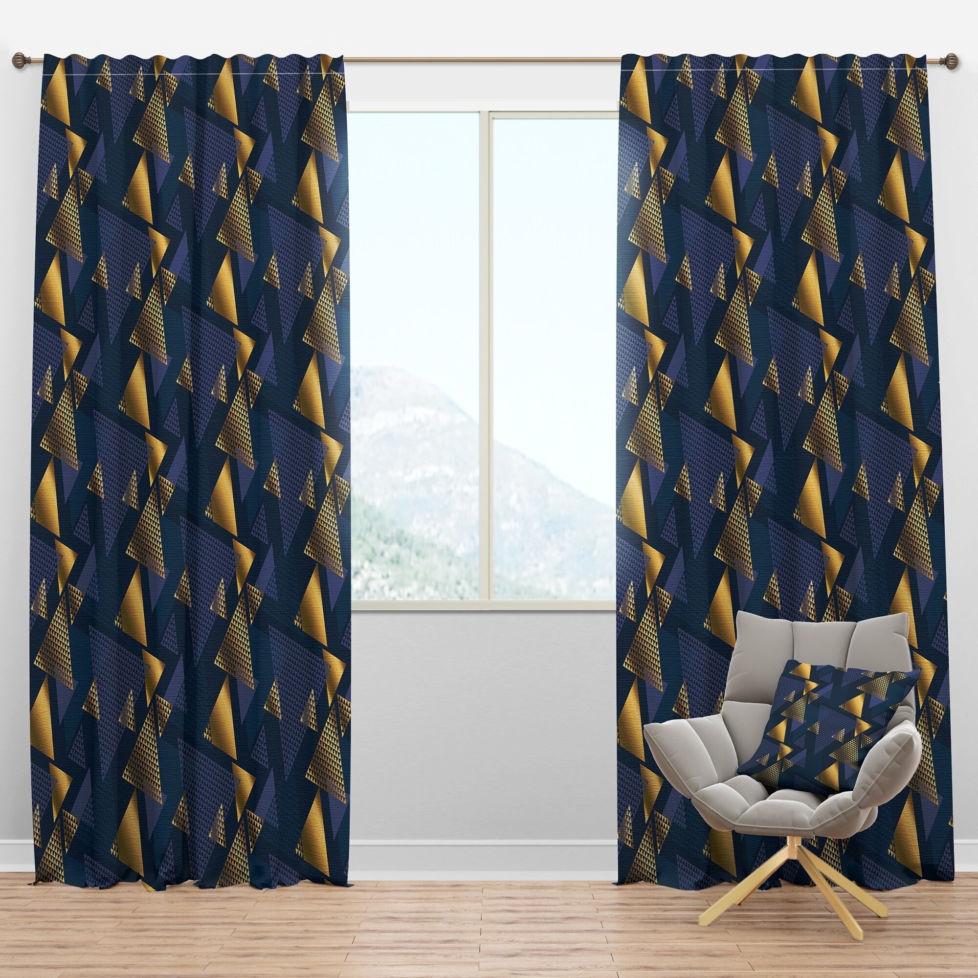 Shop Designart Retro Luxury Waves In Gold And Blue Ix Mid