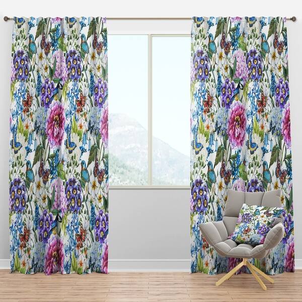 Shop Designart Blue Bird And Blue And Purple Blossoming Flowers
