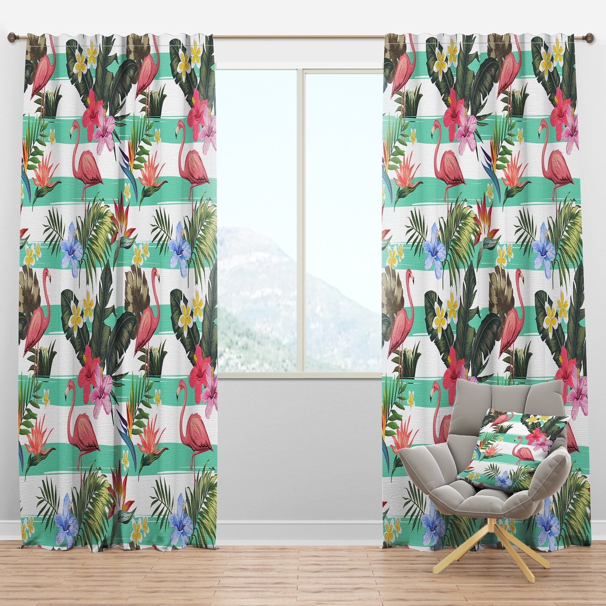 Shop Designart Tropical Botanicals Flowers And Flamingo Mid