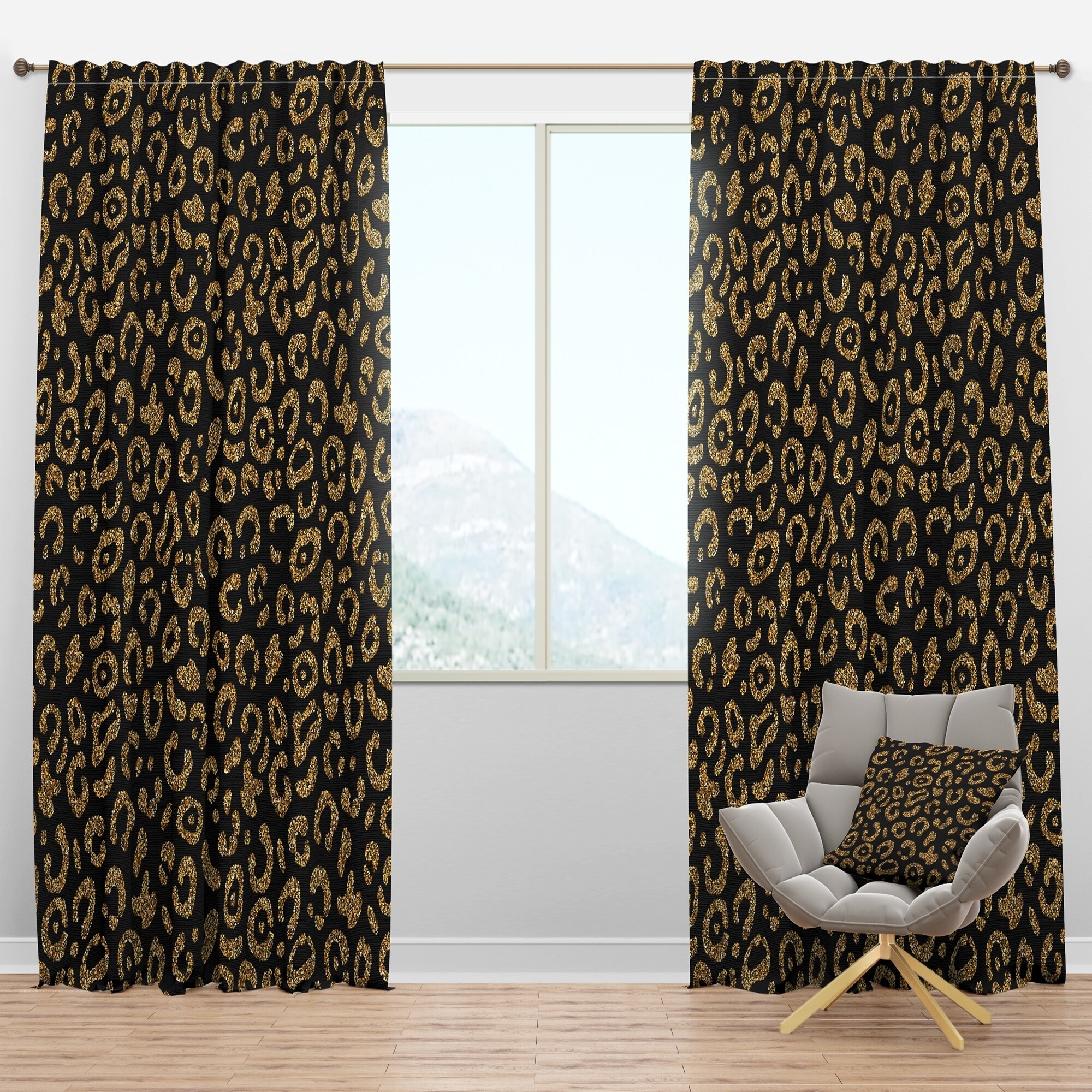 Shop Designart Golden Leopard Fur Mid Century Modern Curtain