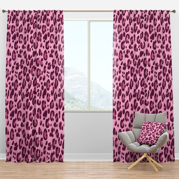Shop Designart 'Pink Leopard Pattern ' Mid-Century Modern Curtain ...