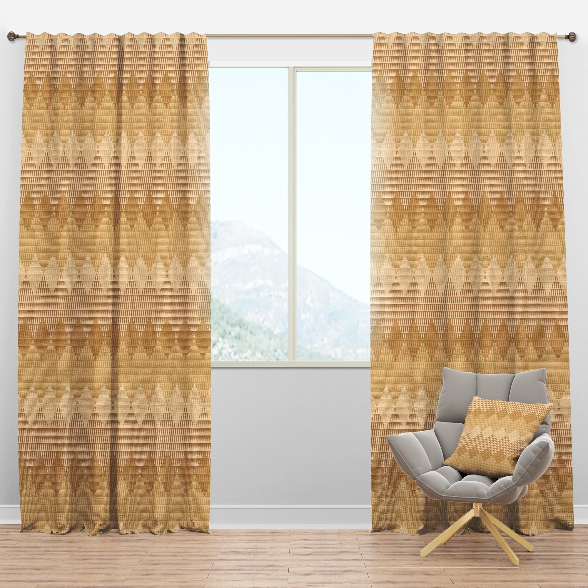 Shop Designart Beige Retro Triangular Wave Mid Century Modern