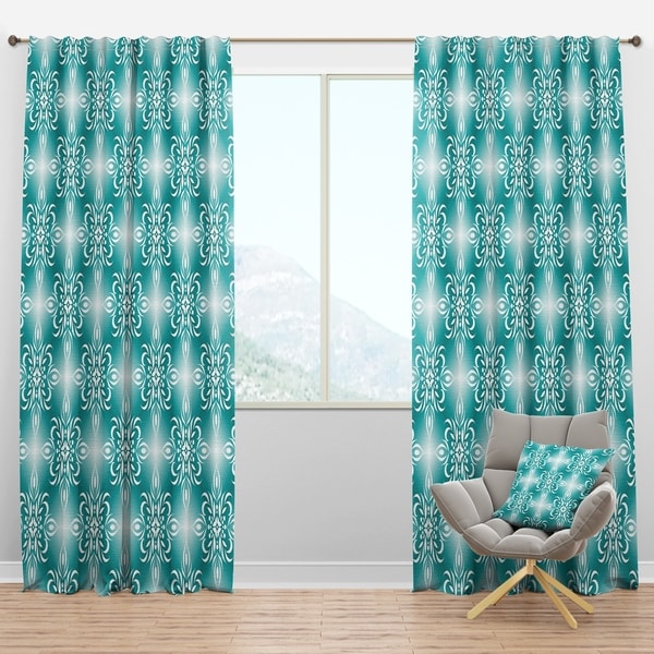 Shop Designart 'Retro Turquoise Pattern' MidCentury Modern Curtain