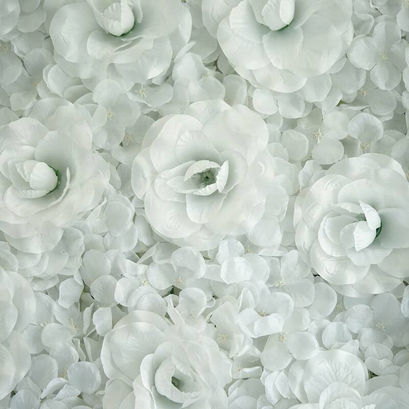 Enova Home 12 Packs 33 Sq ft. Artificial Faux Foliage Wall Mat Panel Hydrangea Roses Flowers Backdrop for Wedding Event Decor