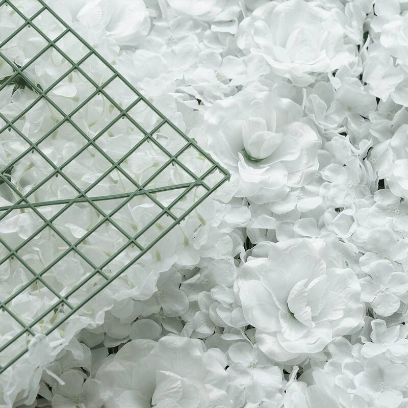 Enova Home 12 Packs 33 Sq ft. Artificial Faux Foliage Wall Mat Panel Hydrangea Roses Flowers Backdrop for Wedding Event Decor
