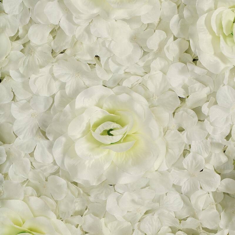Enova Home 12 Packs 33 Sq ft. Artificial Faux Foliage Wall Mat Panel Hydrangea Roses Flowers Backdrop for Wedding Event Decor