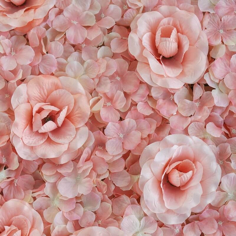 Enova Home 12 Packs 33 Sq ft. Artificial Faux Foliage Wall Mat Panel Hydrangea Roses Flowers Backdrop for Wedding Event Decor