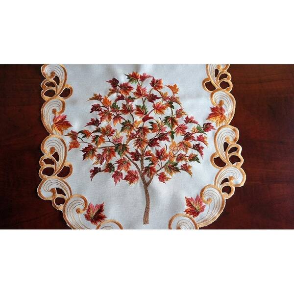 Granddeco Fall Harvest Table Runner Cutwork Embroidered Granddeco Fall Harvest Table Runner Cutwork Embroidered