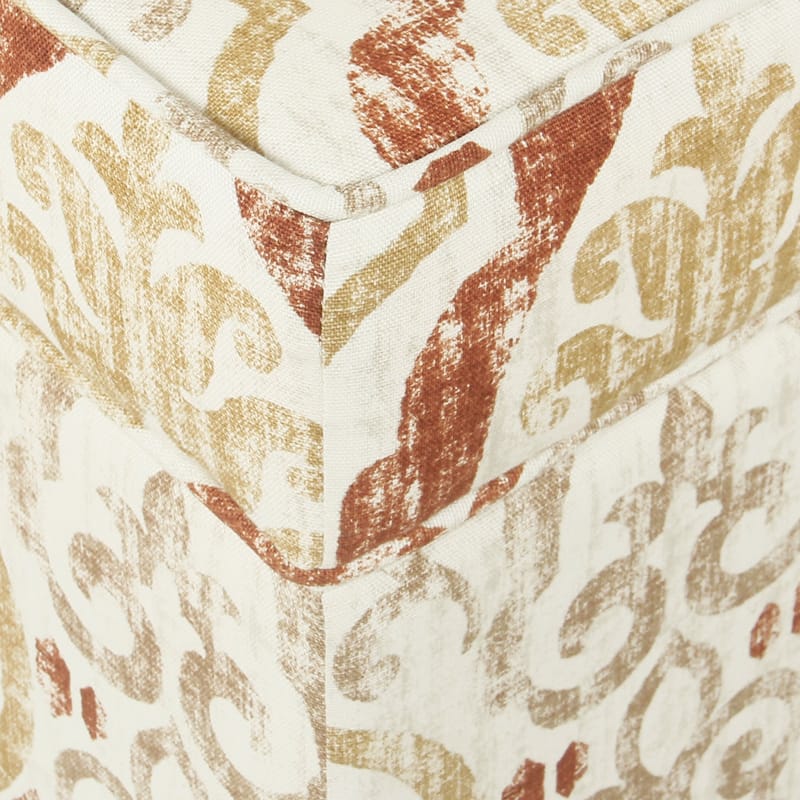 HomePop Square Hinged Top Storage Ottoman - Burnt Orange and Cream