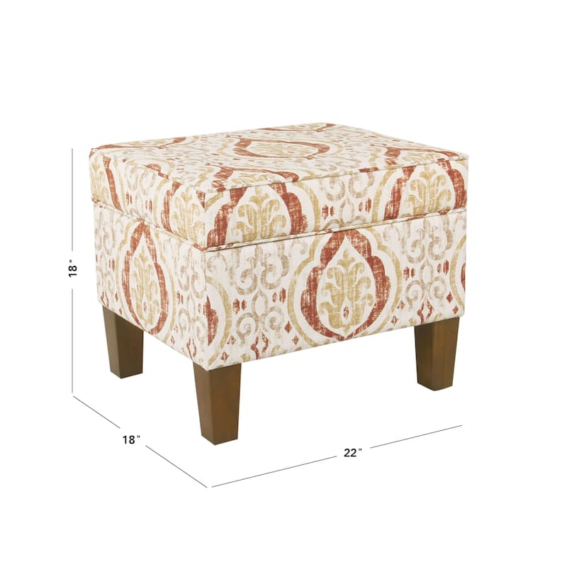 HomePop Square Hinged Top Storage Ottoman - Burnt Orange and Cream