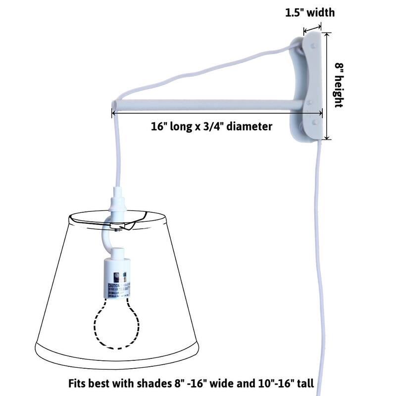 MAST Plug-In Wall Mount Pendant, 1 Light White Cord/Arm, Oatmeal