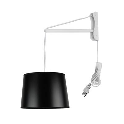 MAST Plug-In Wall Mount Pendant, 1 Light White Cord/Arm, Textured Blue