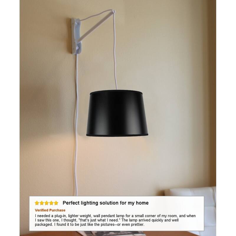MAST Plug-In Wall Mount Pendant, 1 Light White Cord/Arm, Textured Blue