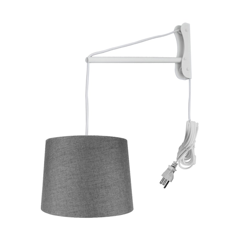 MAST Plug-In Wall Mount Pendant, 1 Light White Cord/Arm, Granite Gray