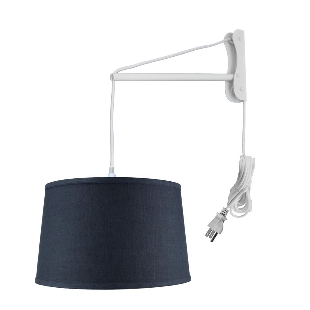 MAST Plug-In Wall Mount Pendant, 1 Light White Cord/Arm, Textured Blue