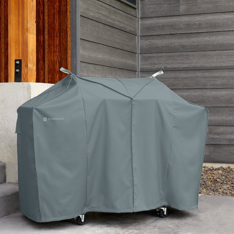 Classic Accessories Storigami Easy Fold Water-Resistant 64 Inch BBQ Grill Cover, Charcoal Black