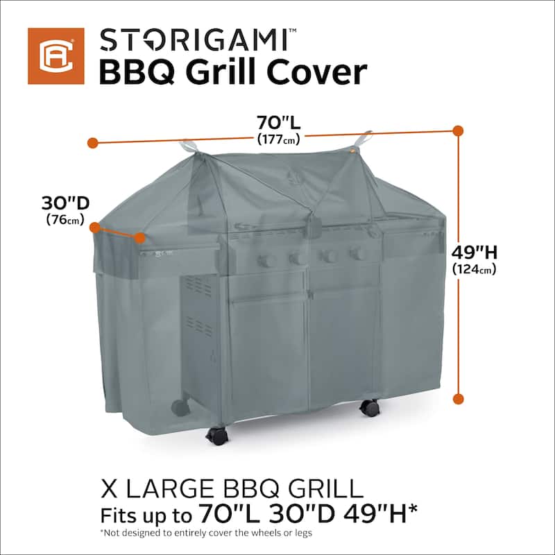 Classic Accessories Storigami Easy Fold Water-Resistant 64 Inch BBQ Grill Cover, Charcoal Black