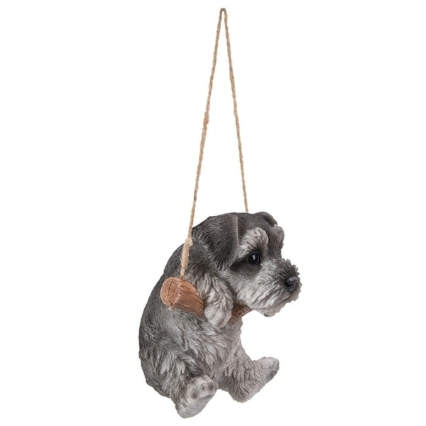Life Like Figurine Statue Home Garden NEW Hanging SCHNAUZER Puppy Dog