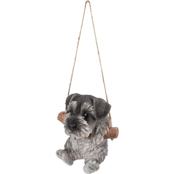 Life Like Figurine Statue Home Garden NEW Hanging SCHNAUZER Puppy Dog