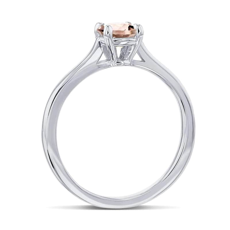 Annello by Kobelli 14k Gold 5mm Round Pink Morganite Taper Shank Cathedral Solitaire Ring